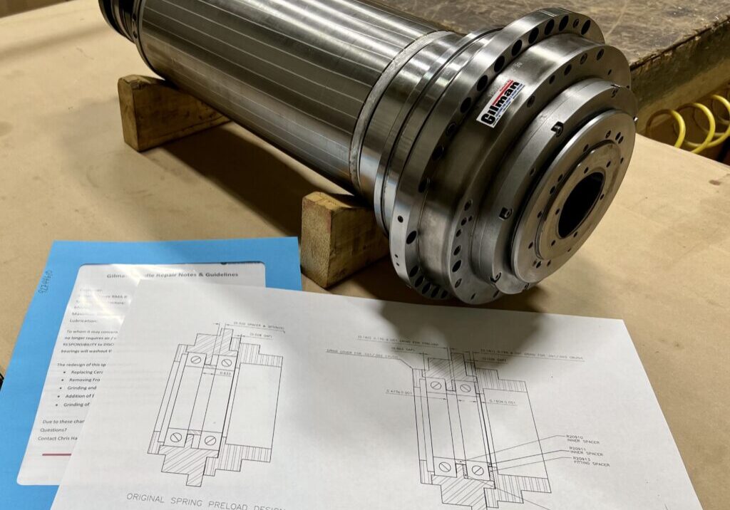 Reengineered spindle and customized blueprints done by Gilman Precision