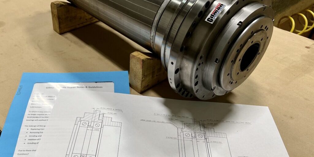 Reengineered spindle and customized blueprints done by Gilman Precision